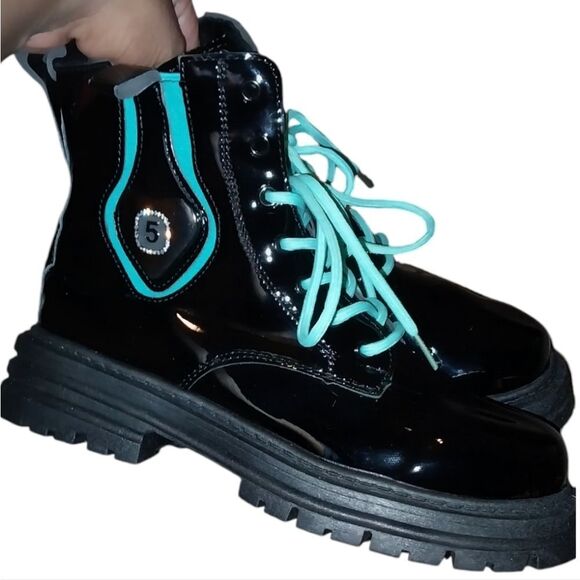 Ladies color block combat boots sz 8 - Picture 15 of 16